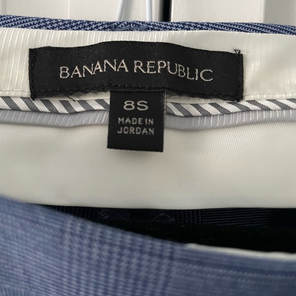 Banana Republic Logan Fit Blue Plaid Trousers Size 8s - Picture 3 of 5